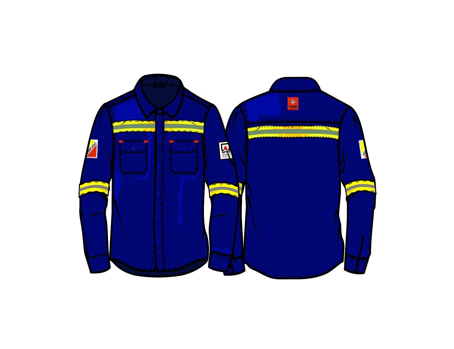 Camisa Ignifuga Azul con Reflectivo Bicolor